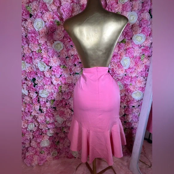 Elegant Pink Peplum Two Piece Matching Set - Picture 4 of 4